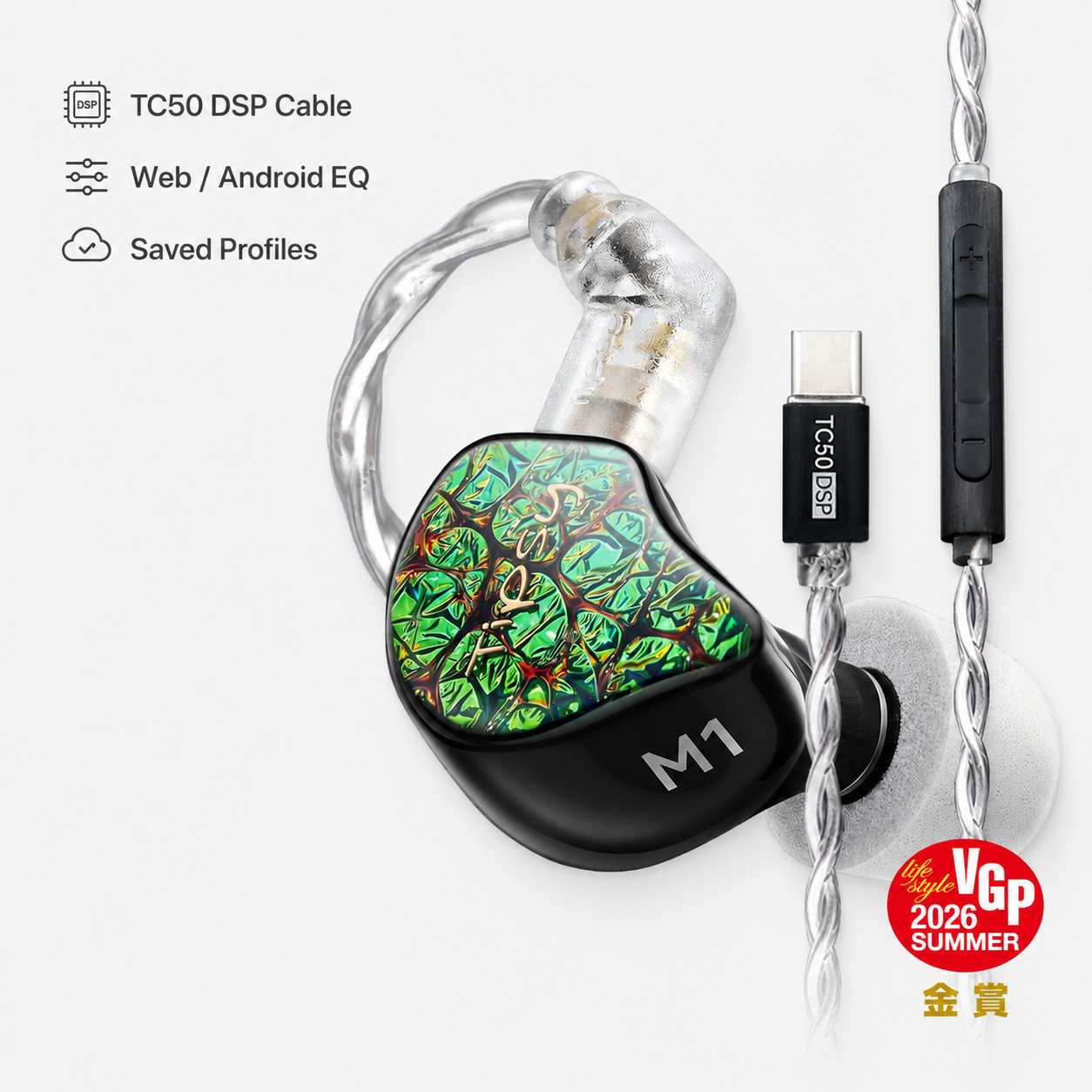 Tipsy M1 Green with TC50 DSP USB-C Cable