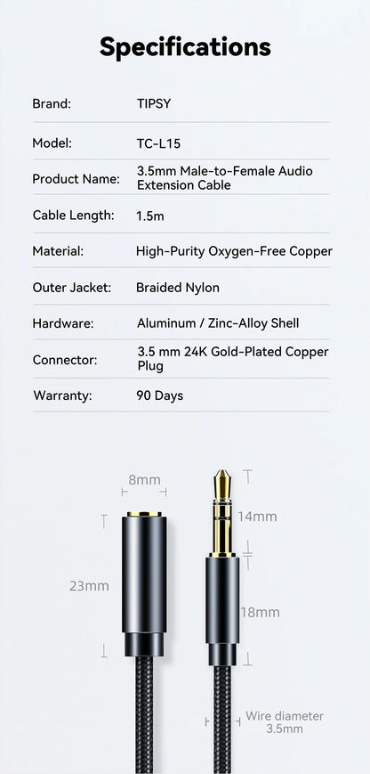 TC15 3.5 mm Audio Extension Cable