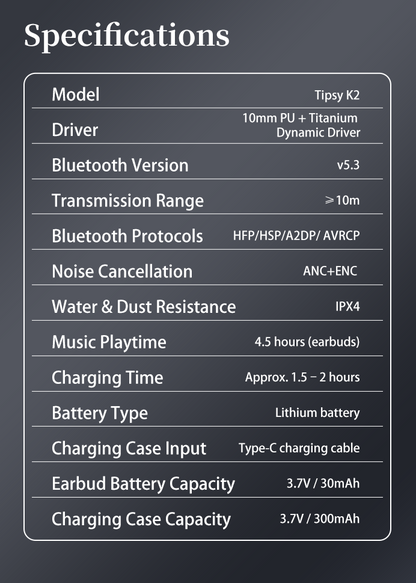 Tipsy K2 True Wireless Earbuds